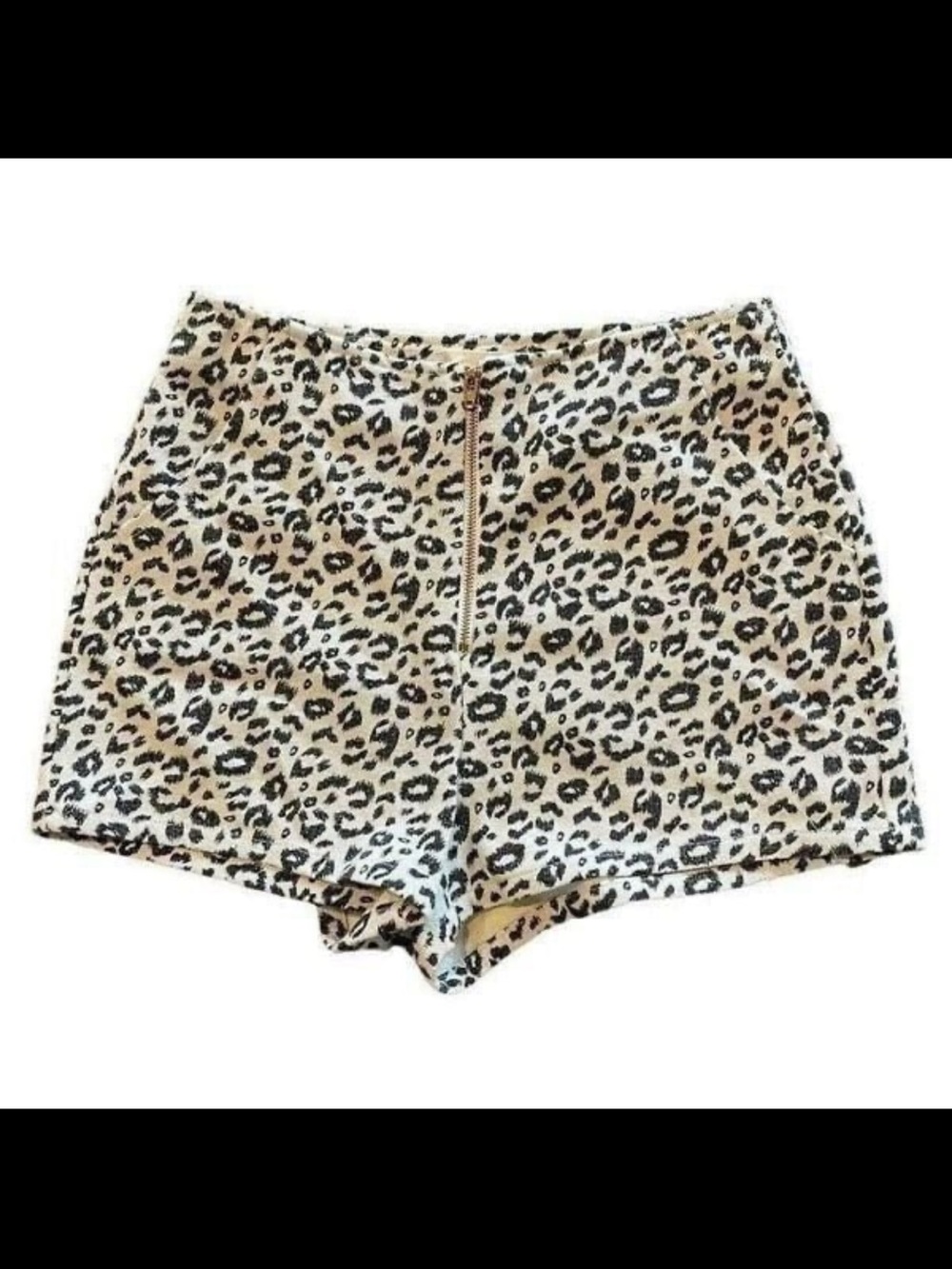 ALTAR'D STATE Leopard Print High-Waist Shorts Cream/Black Small Indie 70s Baddie